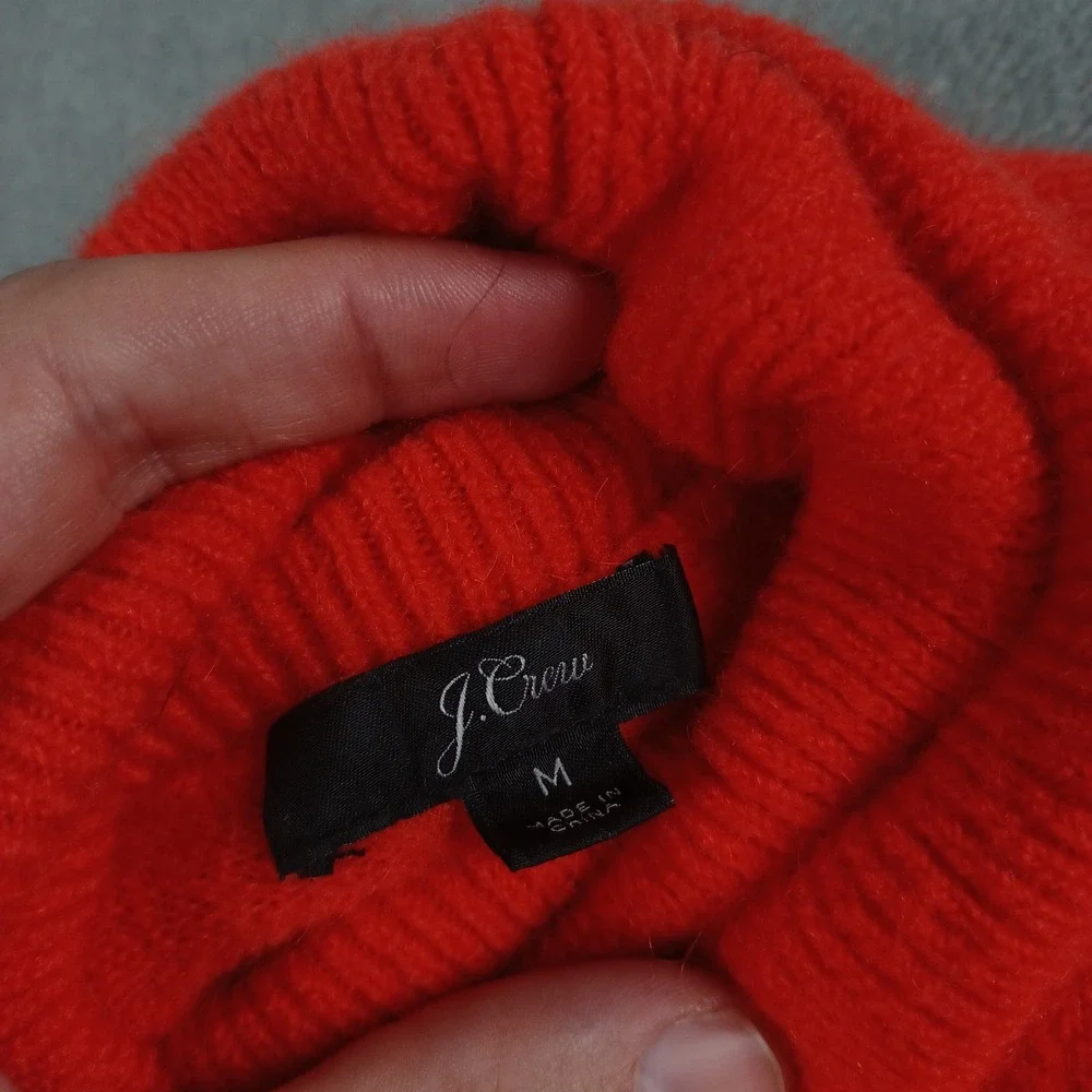 J Crew Sweater‎ Womens Medium Red Turtleneck Wool Blend Pullover Preppy Casual